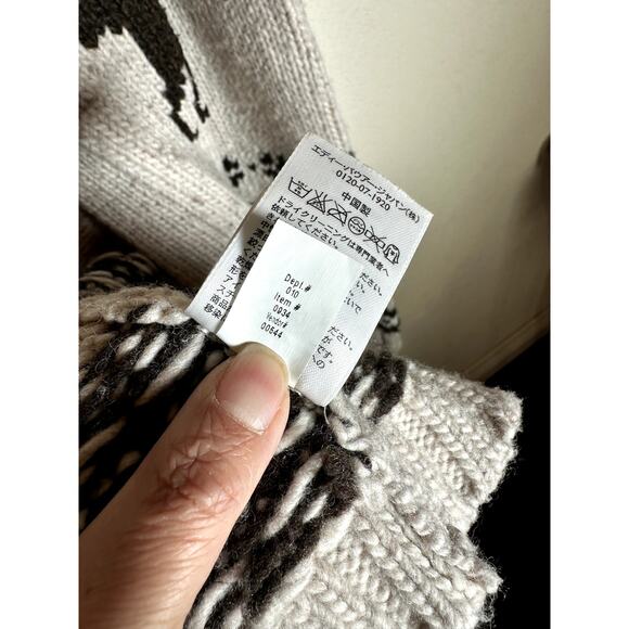 Eddie Bauer Collectibles Deer Cardigan Women’s Large Beige Tie Waist Y2K VTG - Picture 6 of 12